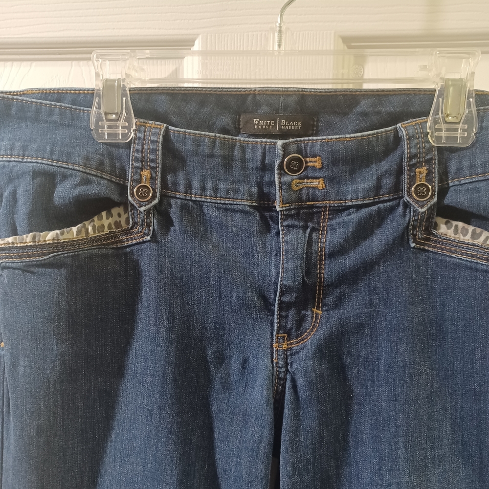 WHBM Straight Leg Jeans With Leopard Print - Picture 3 of 7